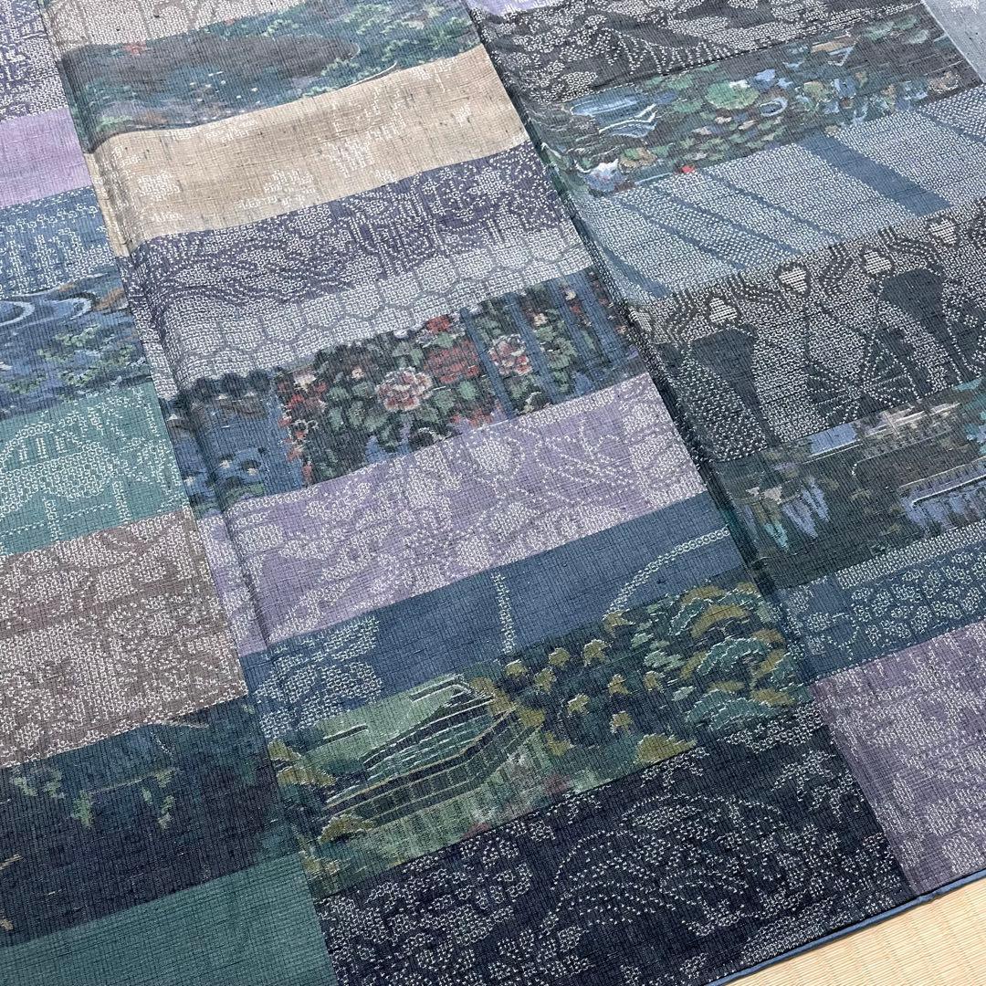 mitiyo.hide 結城紬 横段 絵絣 100亀甲 証紙