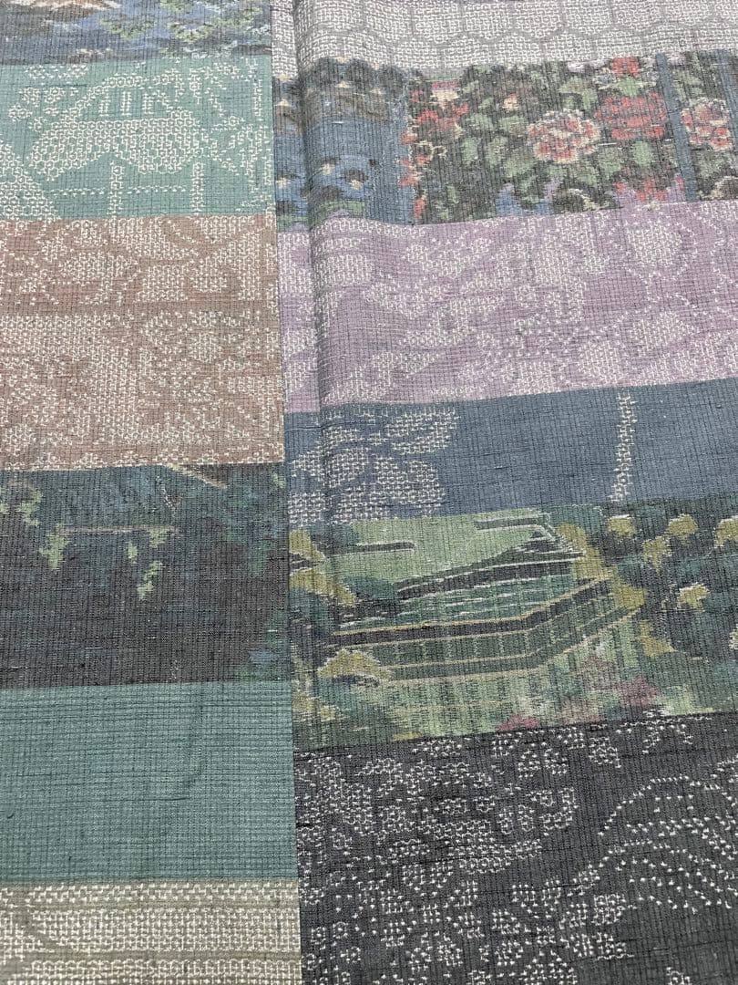 mitiyo.hide 結城紬 横段 絵絣 100亀甲 証紙