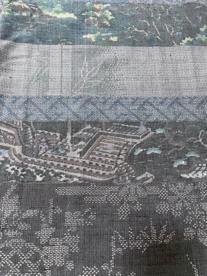 mitiyo.hide 結城紬 横段 絵絣 100亀甲 証紙