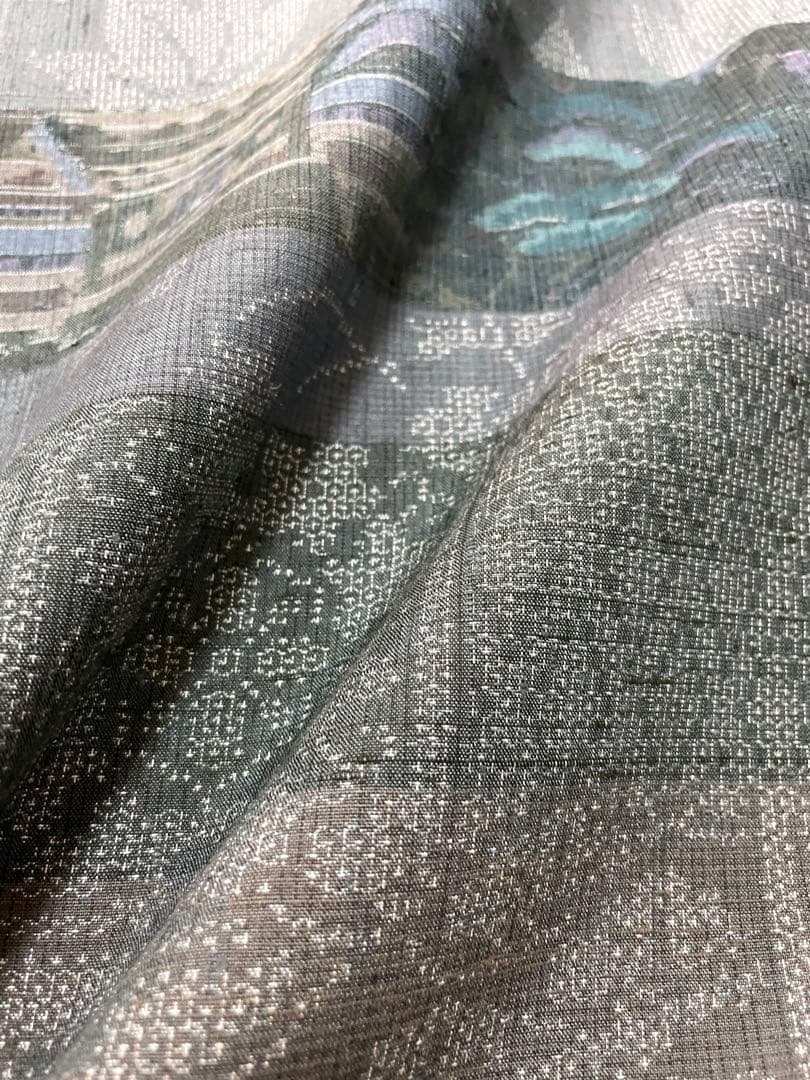 mitiyo.hide 結城紬 横段 絵絣 100亀甲 証紙