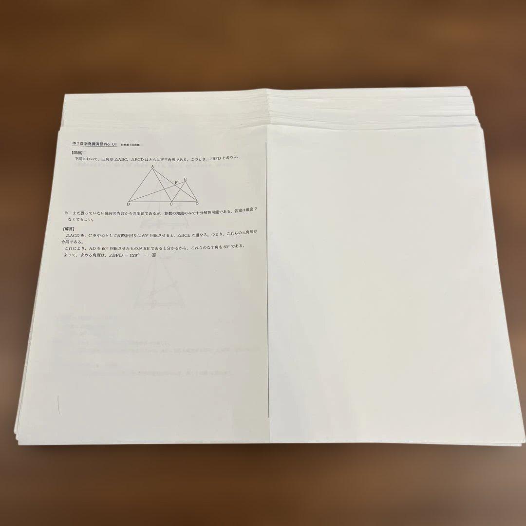 鉄緑会　中1数学　テキスト4冊•一年分教材プリントセット