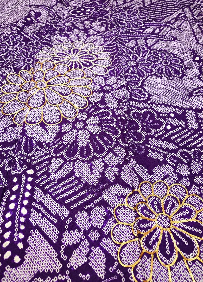 FN12074b 着物 振袖 正絹 絞り 161〜171cm