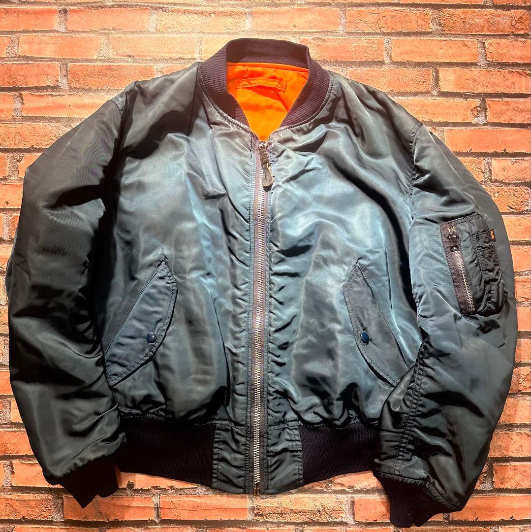 週末限定値下げALPHA 90s USA MA-1 L ネイビー