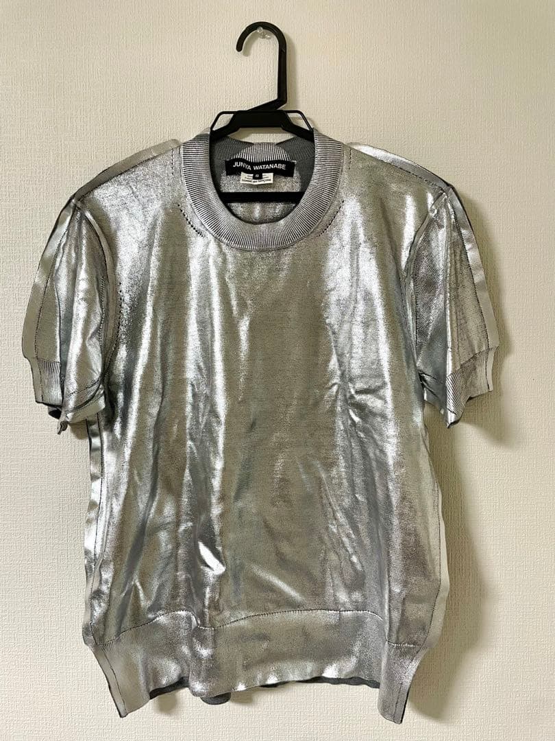 junya watanabe 25ss 半袖シルバー箔プリントニット