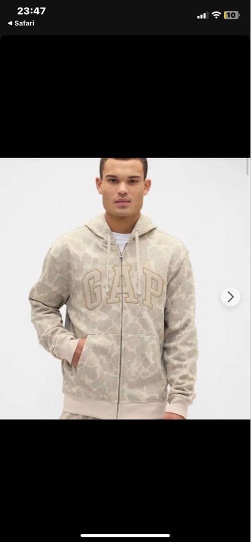 【希少】GAP 迷彩 カモフラージュ ジップアップパーカー xs
