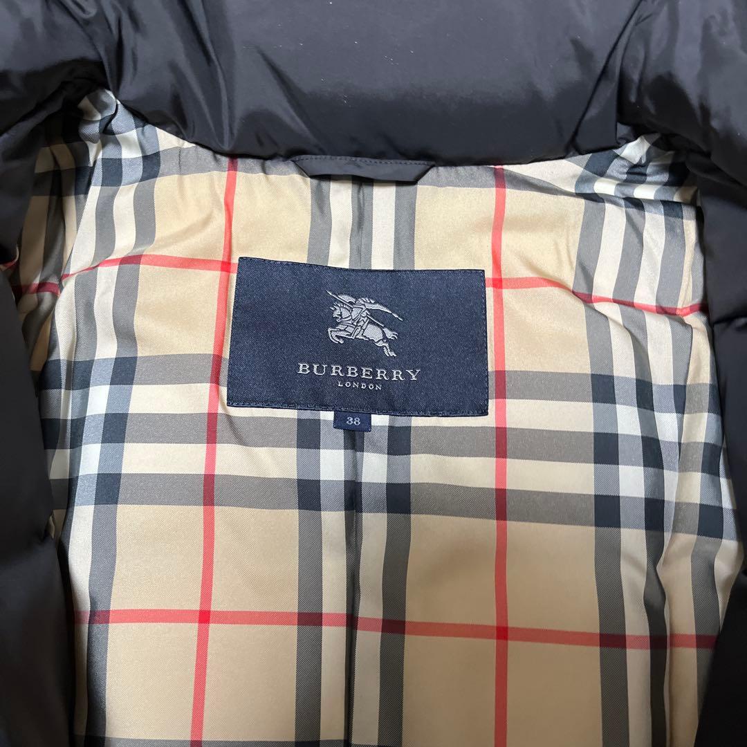 【ぽぽ】BURBERRY フード付き ブラック キルティングベスト 38