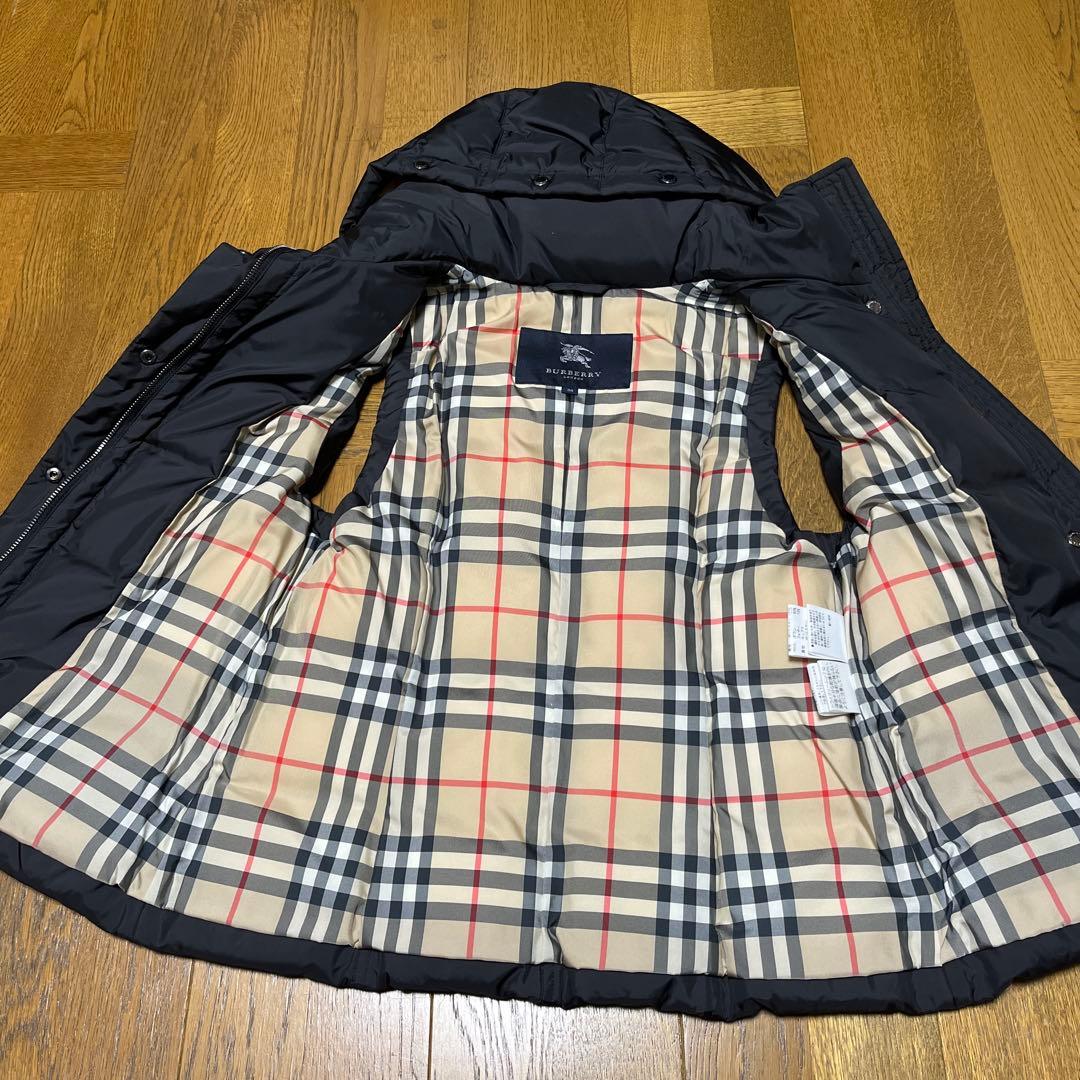 【ぽぽ】BURBERRY フード付き ブラック キルティングベスト 38