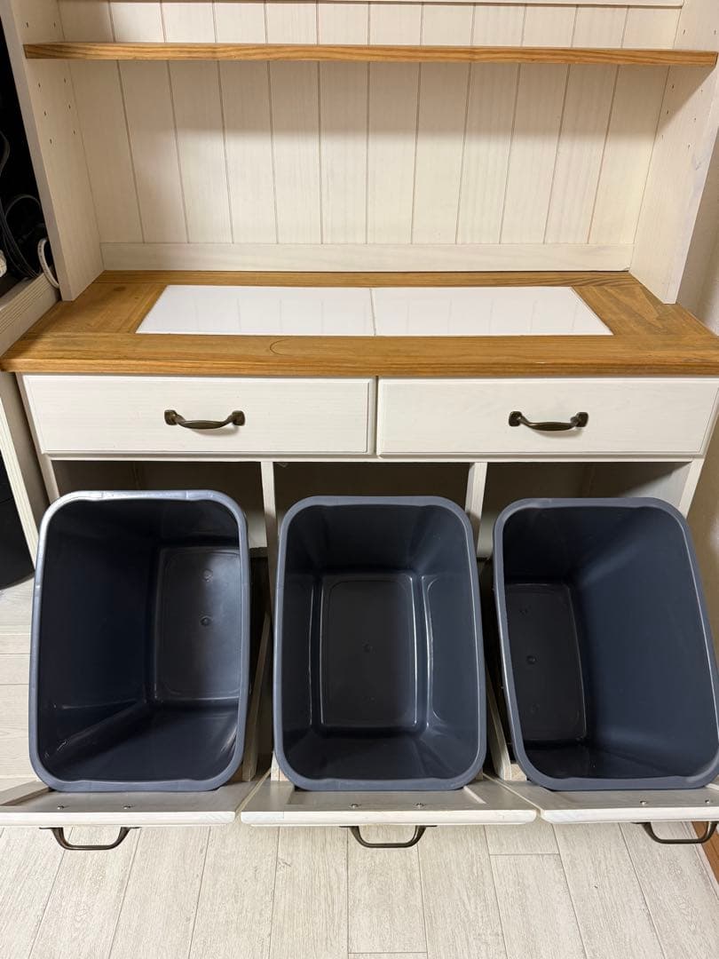 木製 ダストボックス付き 食器棚 カップボード ナチュラルカントリー