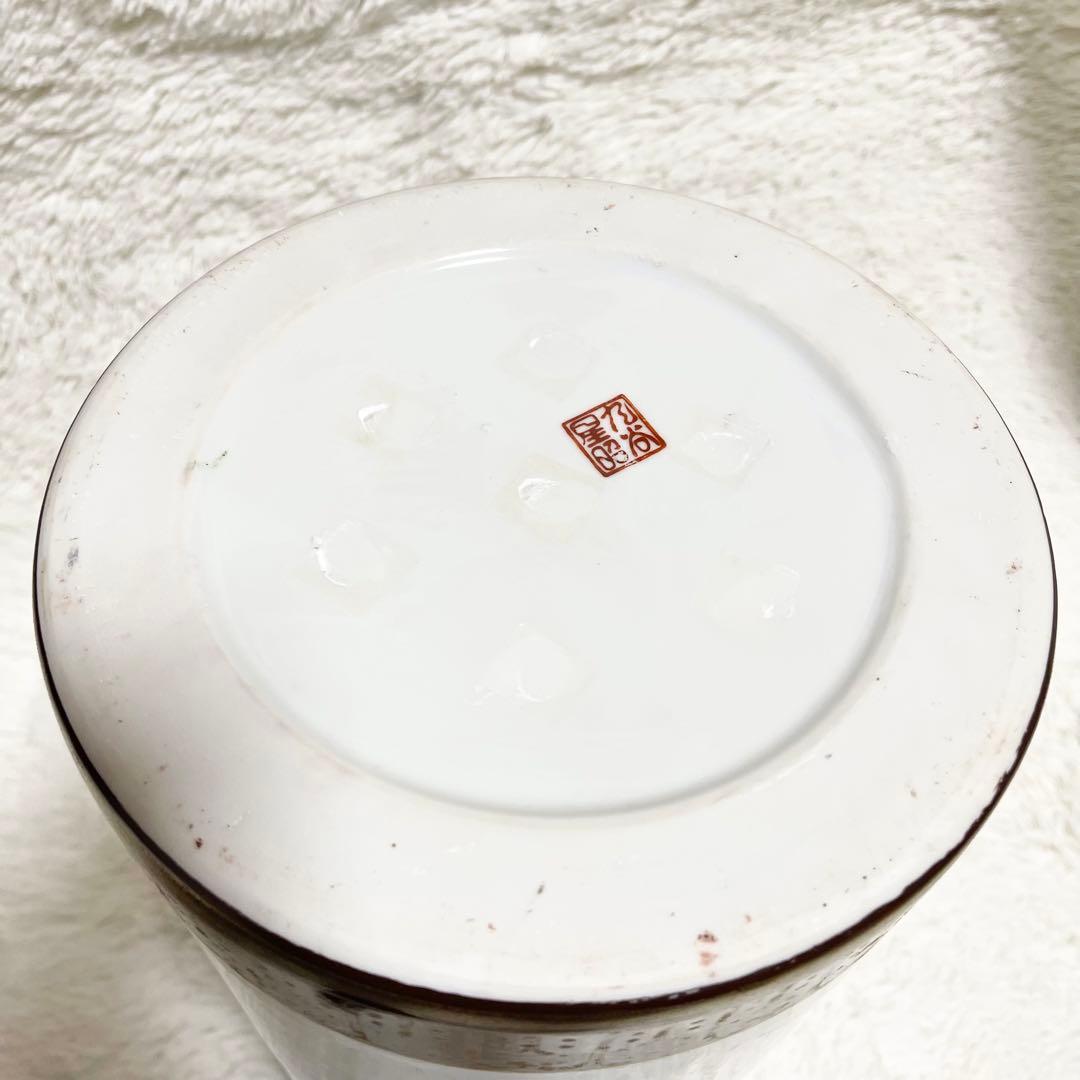 新品未使用 九谷焼 高級傘立て 金緑 花と鳥 手描き手作 開運 風水 開運 金運