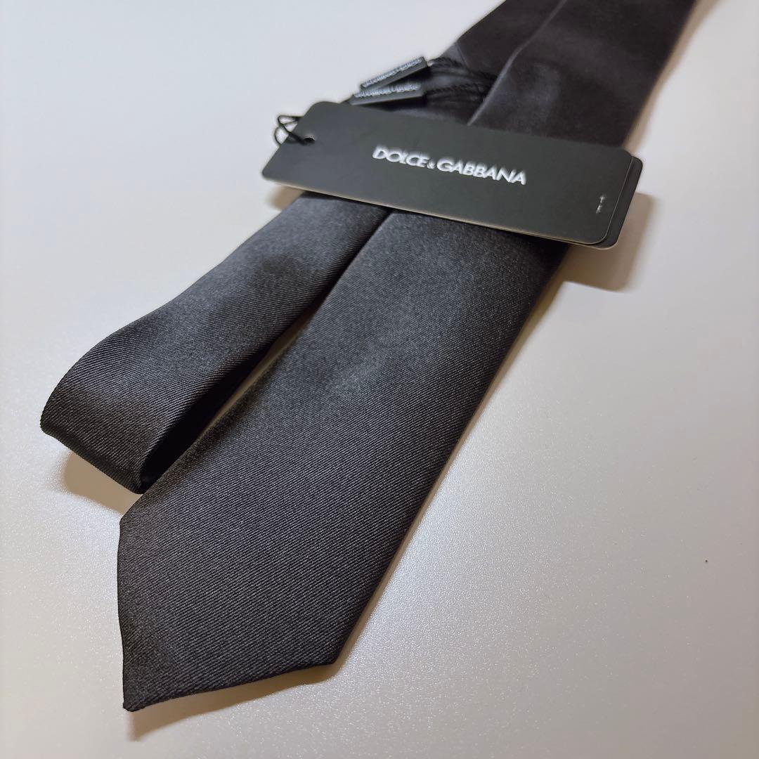 未使用 DOLCE&GABBANA ネクタイ 黒 ナロータイ ソリッド ドルガバ