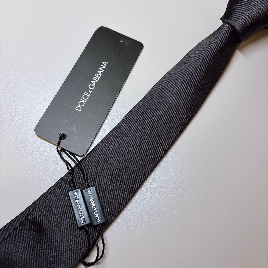 未使用 DOLCE&GABBANA ネクタイ 黒 ナロータイ ソリッド ドルガバ