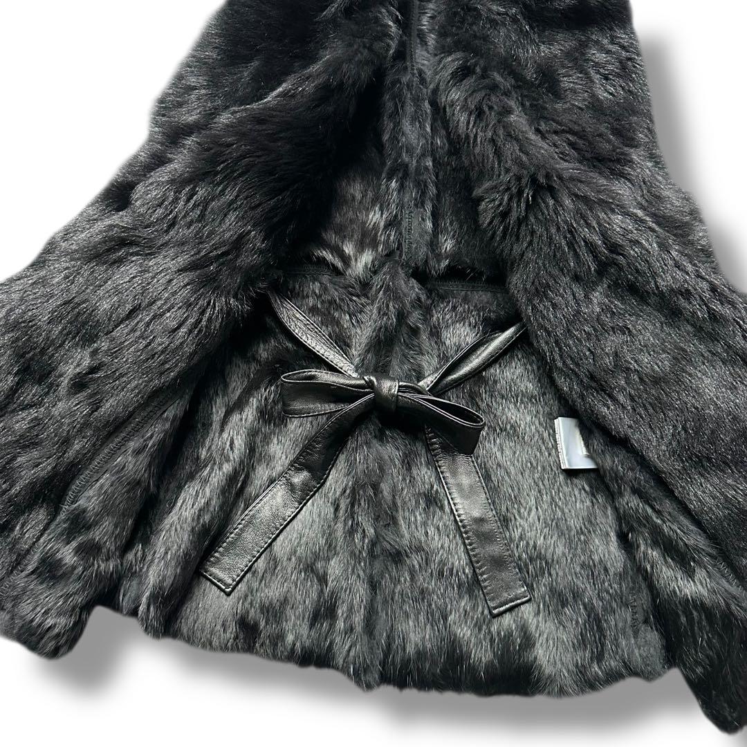 希少 グレースクラス リアルファー ポンチョ ラムファー ラビット 羊革 毛皮