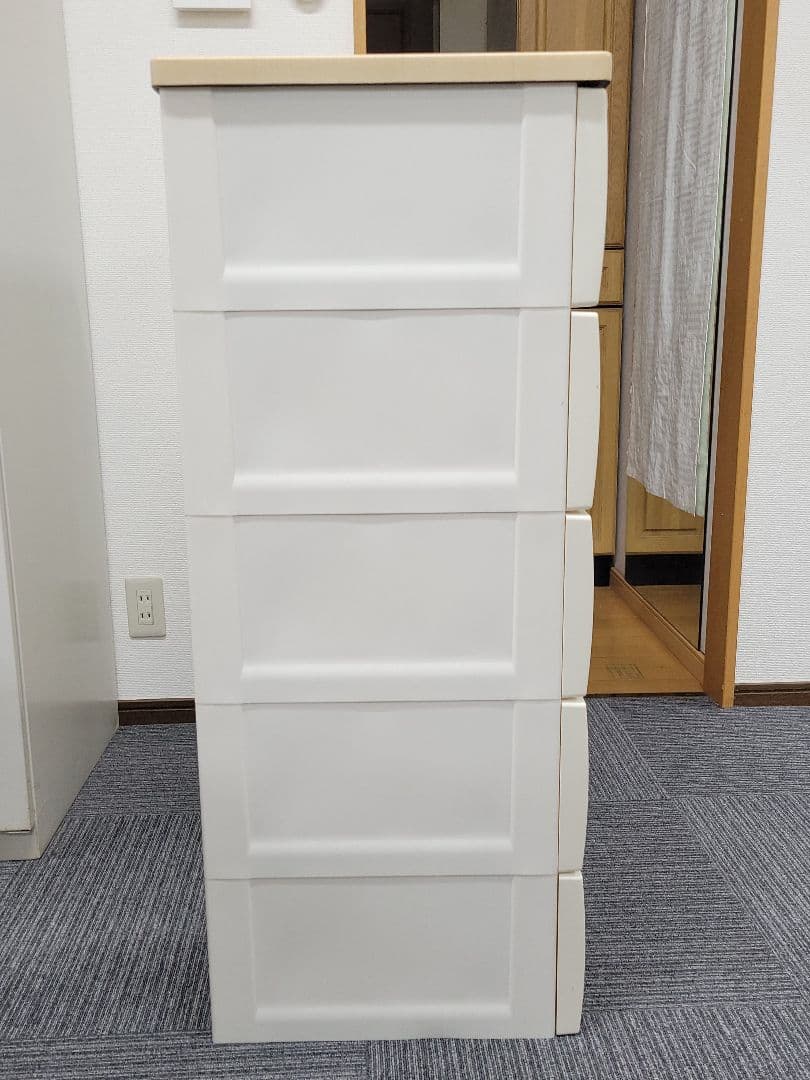 天馬 Fits フィッツ チェスト 5段 ホワイト × ナチュラルウッド天板