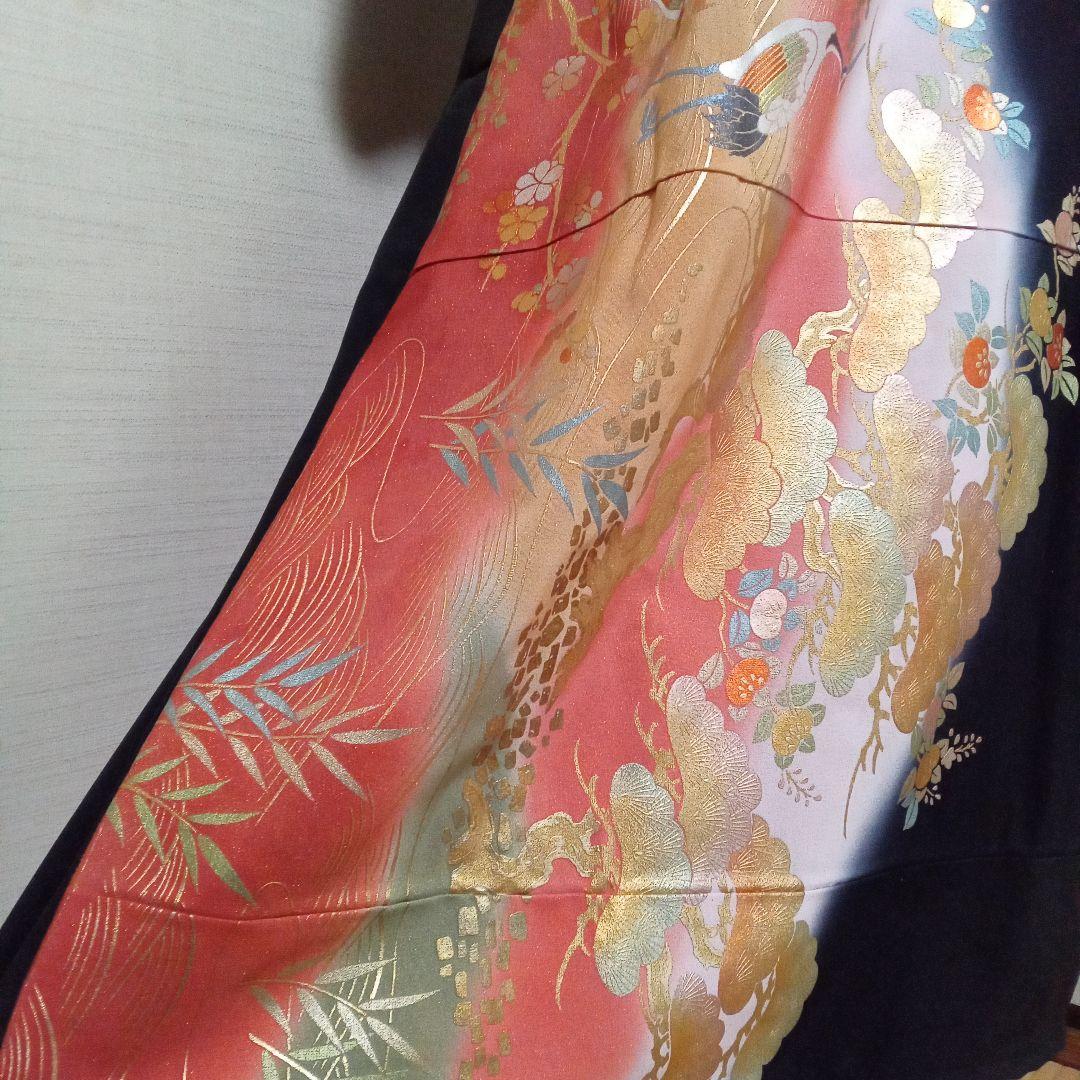 黒留袖リメイクワンピース 華やかな金彩　ゴージャス