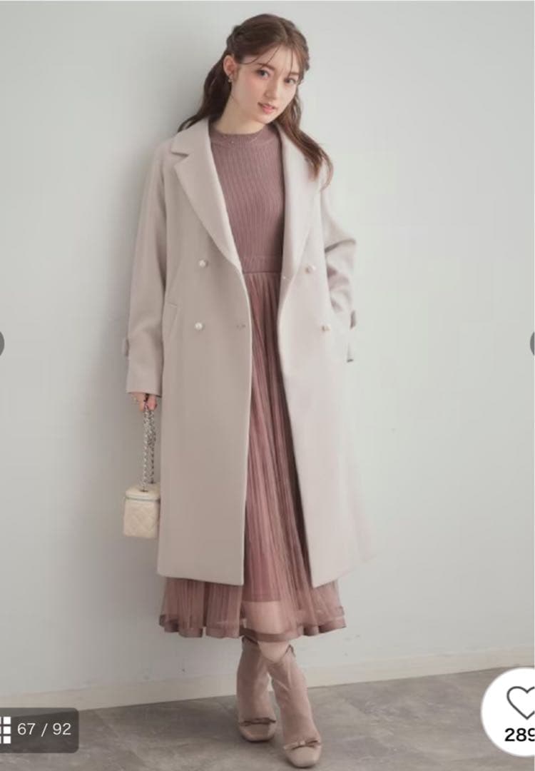 Couture Brooch パール調釦チェスターコート