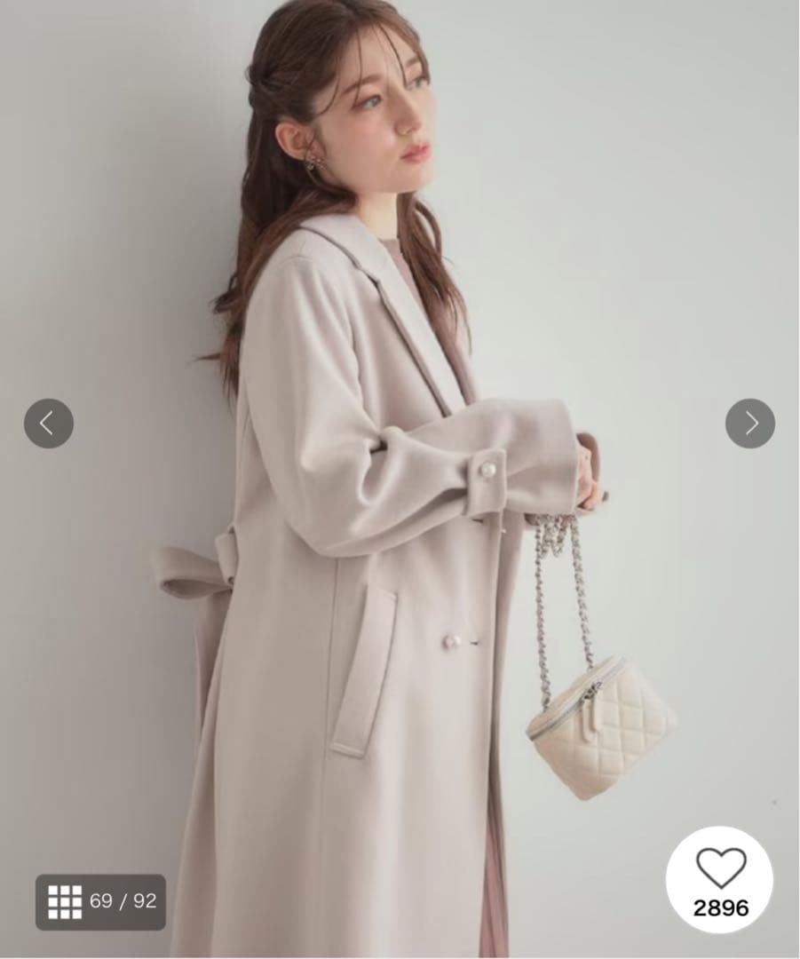 Couture Brooch パール調釦チェスターコート