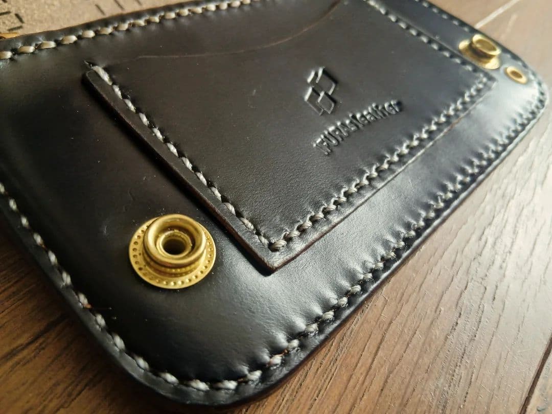 Middleトラッカーウォレット　クロムエクセルレザー　スタンプ　茶芯