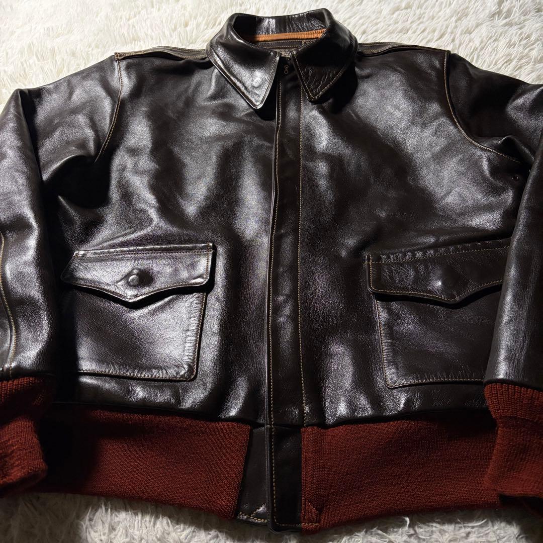 b*8様 極美品■バズリクソンズ　フライトジャケット　A-2 馬革　赤リブ　42