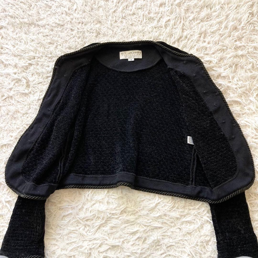 ST.JOHN セントジョン ノーカラー ニットジャケット 4 XS 金ボタン