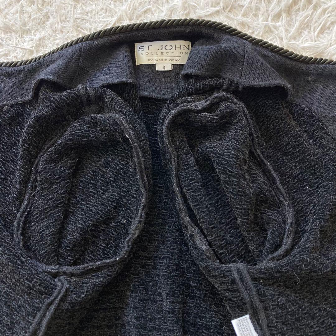 ST.JOHN セントジョン ノーカラー ニットジャケット 4 XS 金ボタン