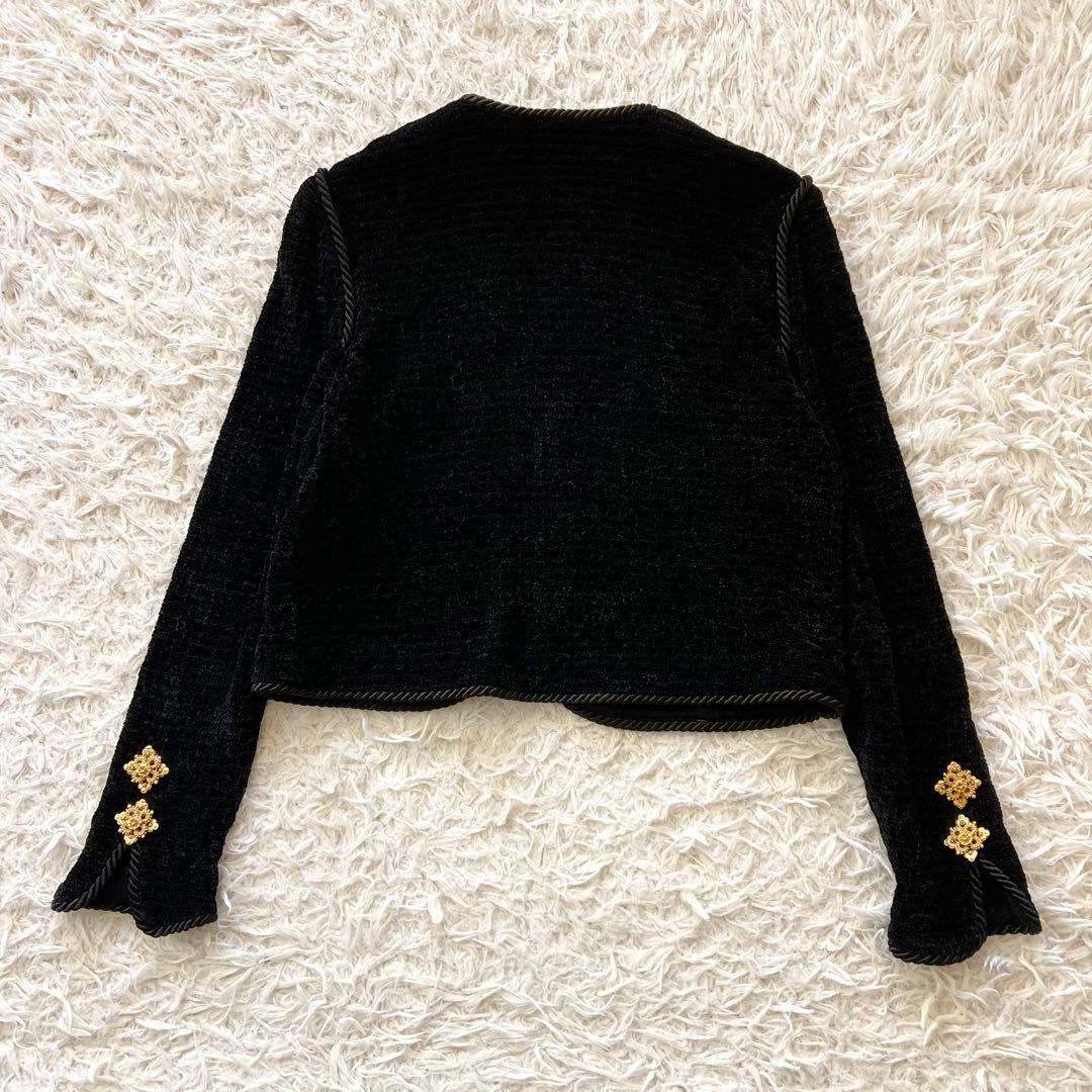 ST.JOHN セントジョン ノーカラー ニットジャケット 4 XS 金ボタン