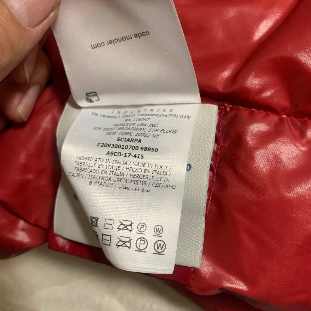 最安値　MONCLER ダウンマフラー　SCIARPA レッド
