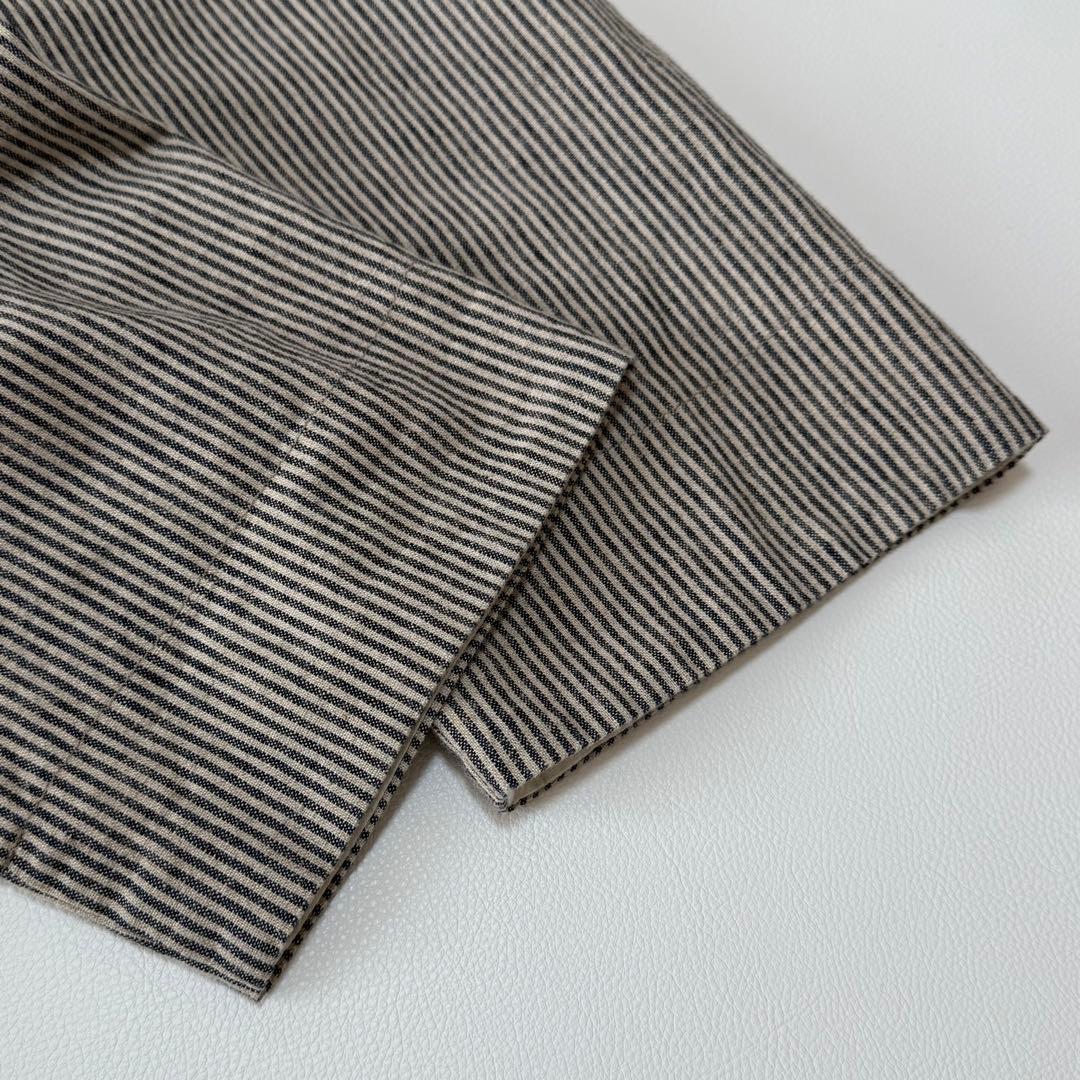 ヴェリテクール ノーカラーコート 二重仕立て ストライプ 日本製