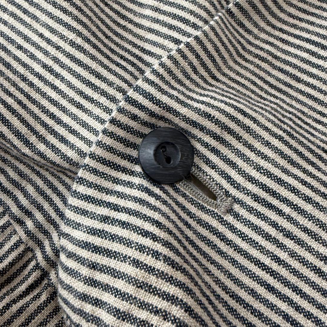 ヴェリテクール ノーカラーコート 二重仕立て ストライプ 日本製