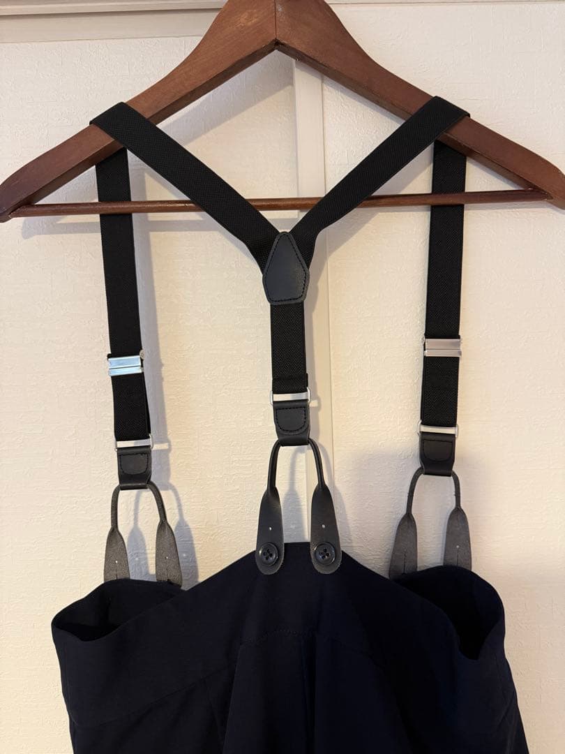 H beauty&youth ネイビー サスペンダー付き サロペット38サイズ