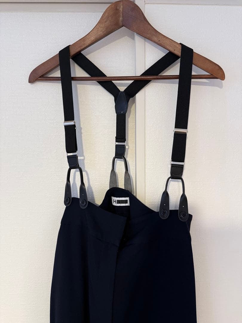 H beauty&youth ネイビー サスペンダー付き サロペット38サイズ