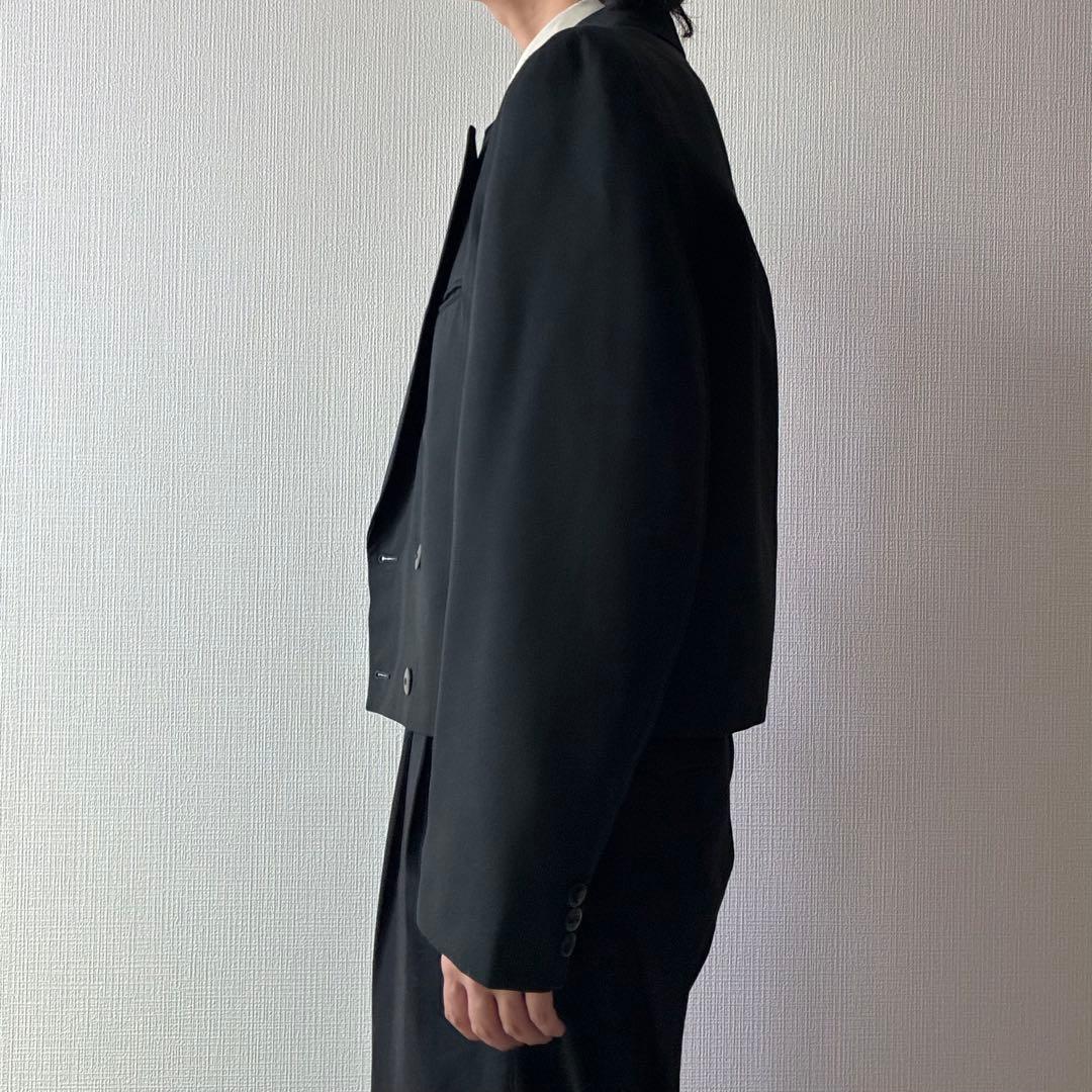 80's ヴィンテージ ダブル テーラードジャケット 短丈 ブラック