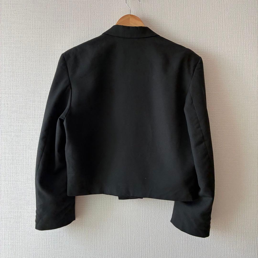 80's ヴィンテージ ダブル テーラードジャケット 短丈 ブラック