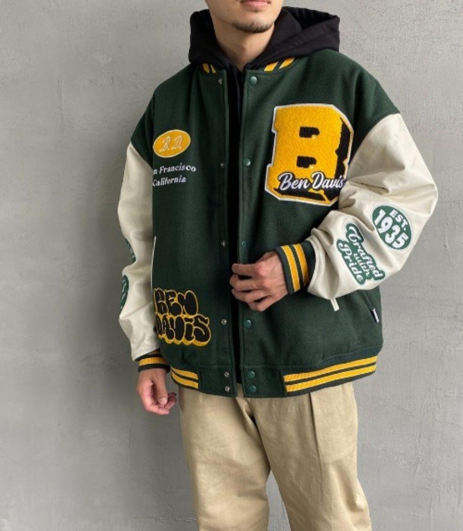 BEN DAVIS　ベンデイビス　スタジャン　リアルレザー　本革　刺繍　短丈