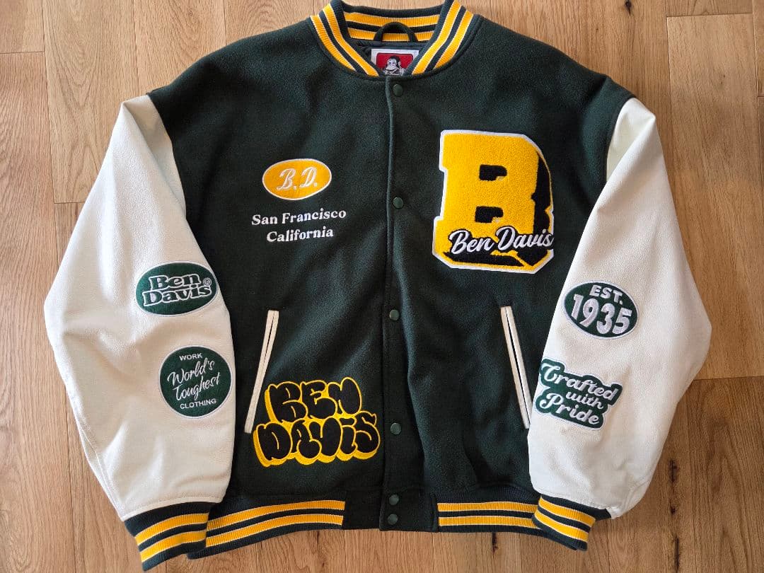 BEN DAVIS　ベンデイビス　スタジャン　リアルレザー　本革　刺繍　短丈