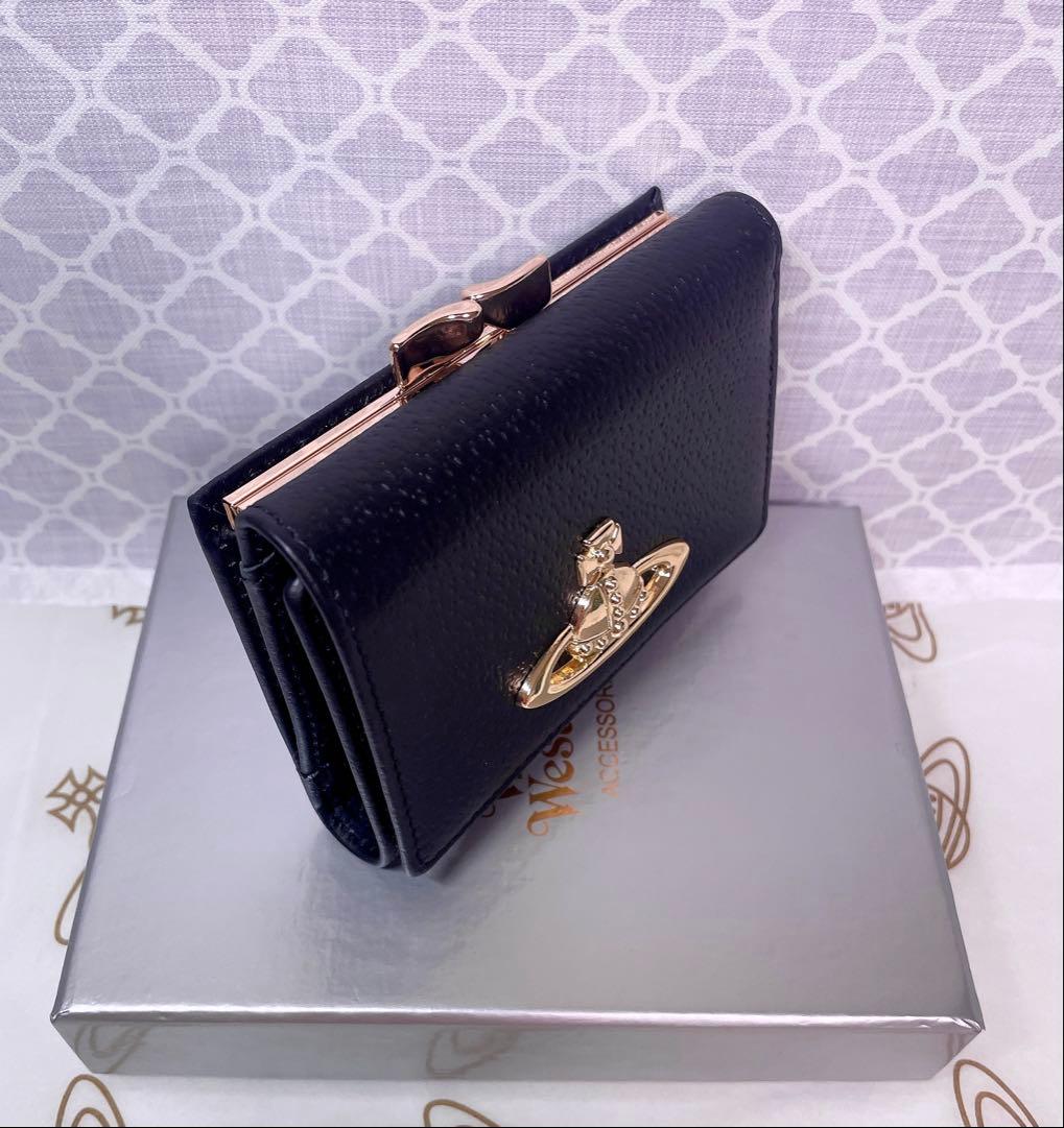 【最新☆新品】ヴィヴィアン・ウエストウッド　三つ折り財布 黒 ゴールド