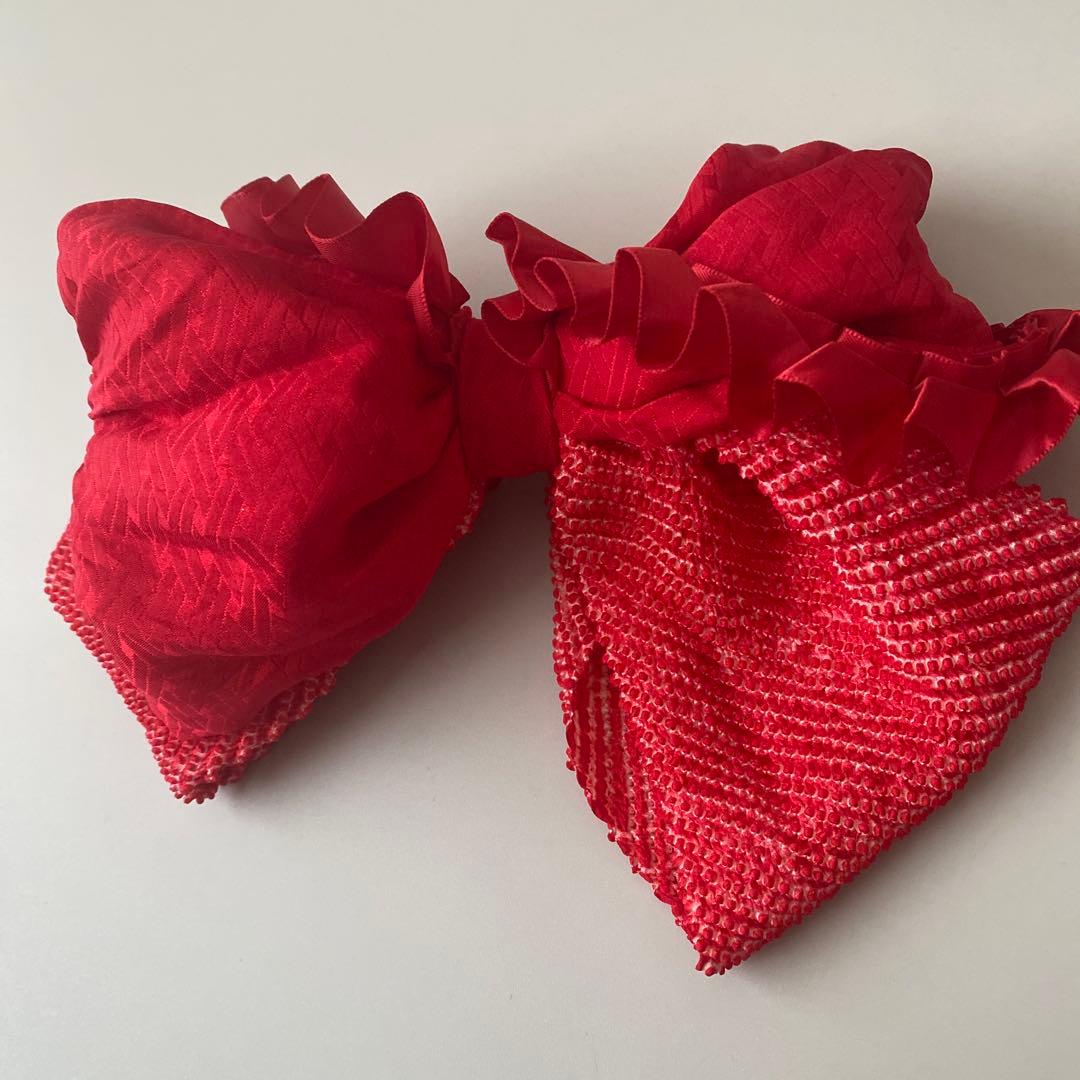 さおタボ　絞り　フリル　七五三　着物リメイク　アンティーク　髪飾り　753