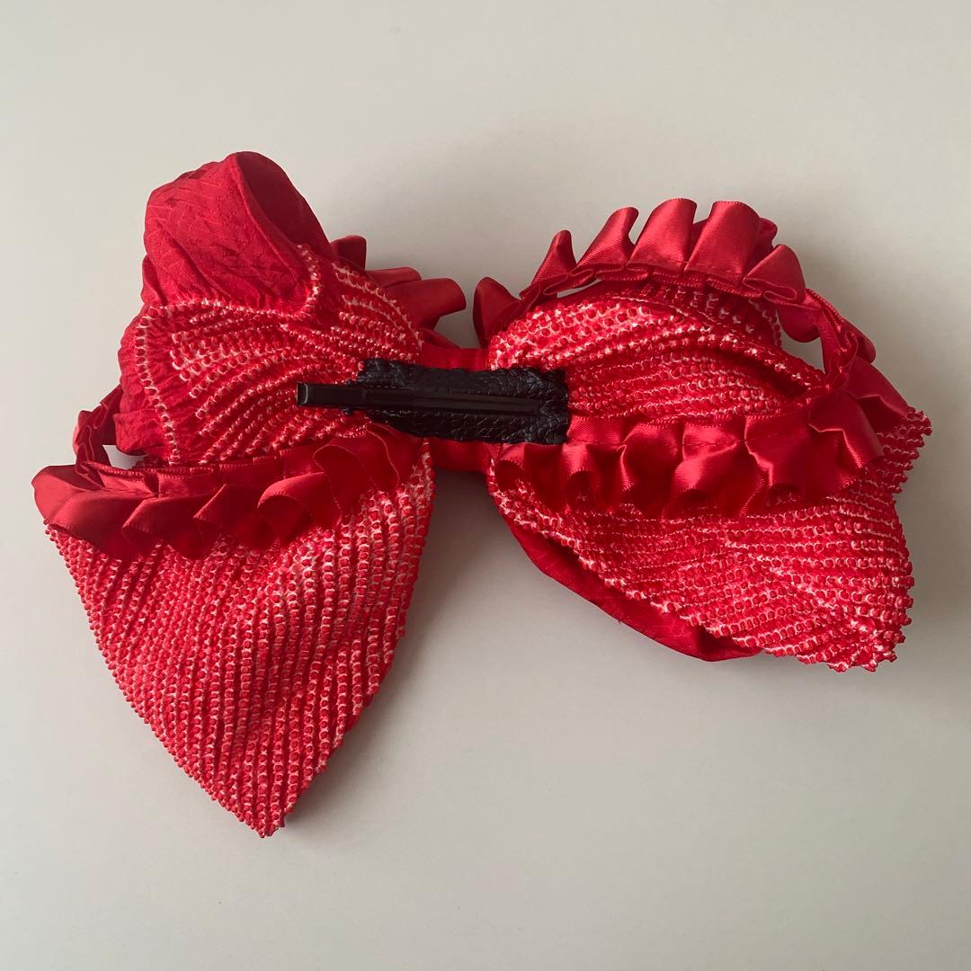 さおタボ　絞り　フリル　七五三　着物リメイク　アンティーク　髪飾り　753