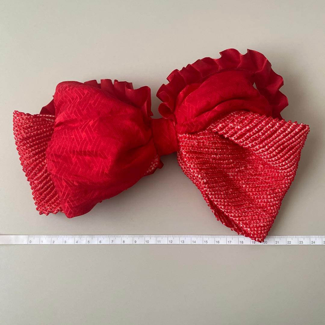 さおタボ　絞り　フリル　七五三　着物リメイク　アンティーク　髪飾り　753