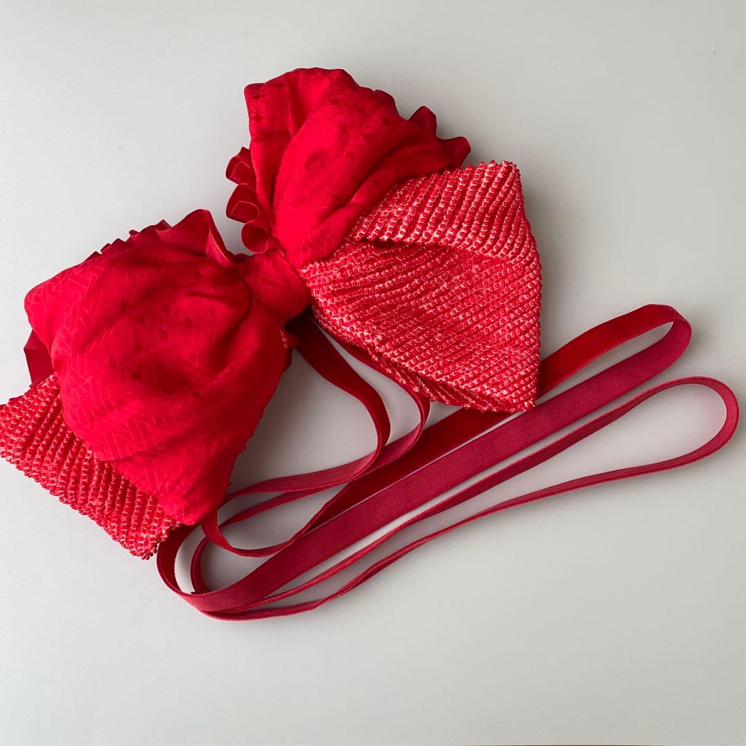 さおタボ　絞り　フリル　七五三　着物リメイク　アンティーク　髪飾り　753