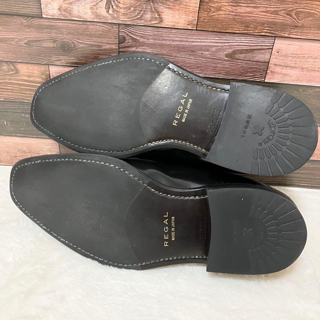 美品 REGAL ストレート 革靴 25.5EEE ビジネス シューズ 黒 革
