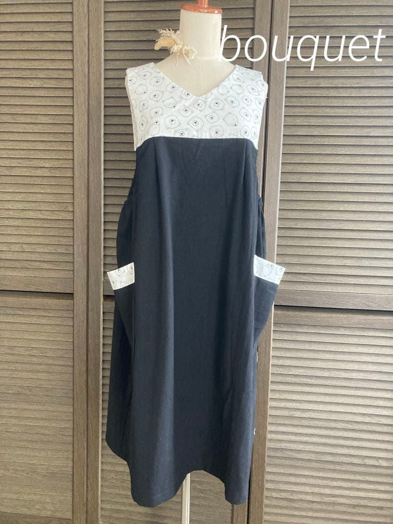 専用　エプロン　割烹着　ハンドメイド　保育士　介護士　保健師　ワンピース