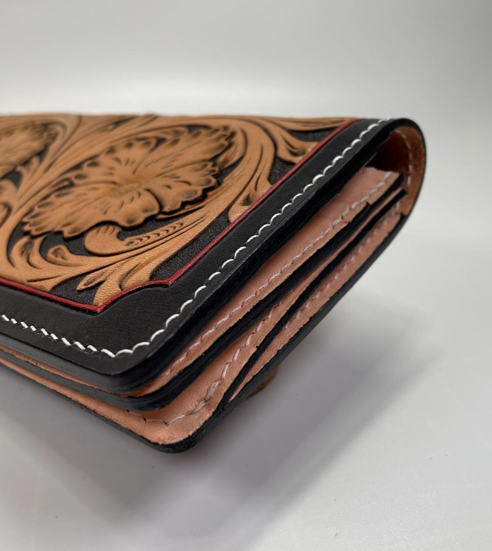 レザーカービングロングウォレット