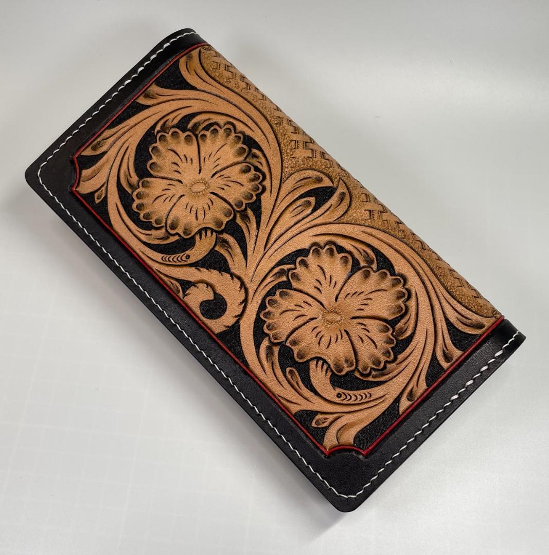 レザーカービングロングウォレット