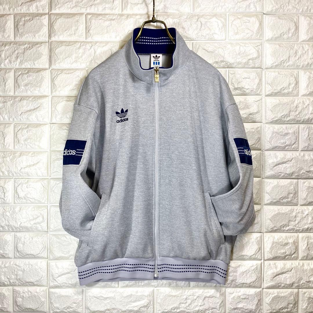 ◆アユニD／同型・同色／極美◆90sアディダス デサント製ジャージ 灰×紺 L
