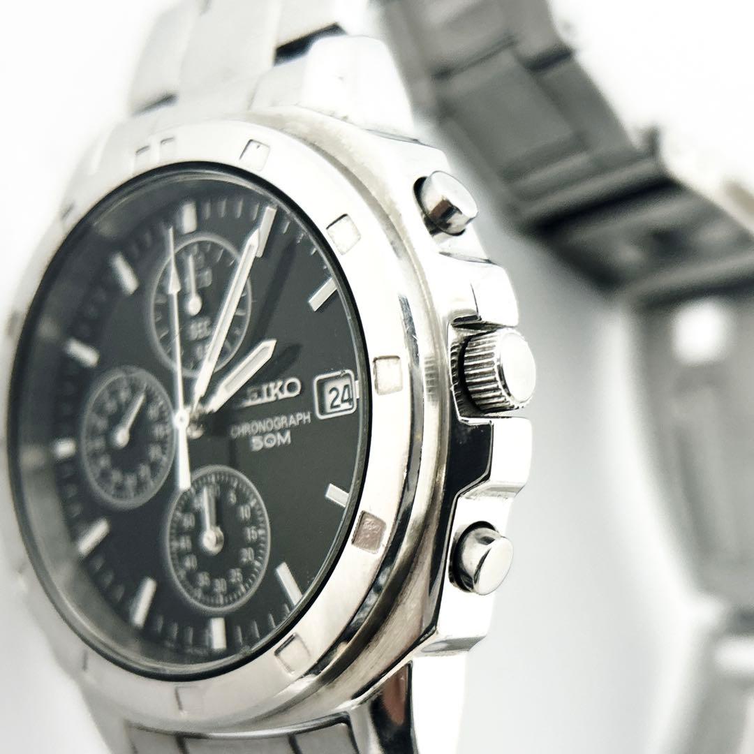 セイコー 腕時計 クロノグラフ シルバー 7T92-0CA0 美品 SEIKO