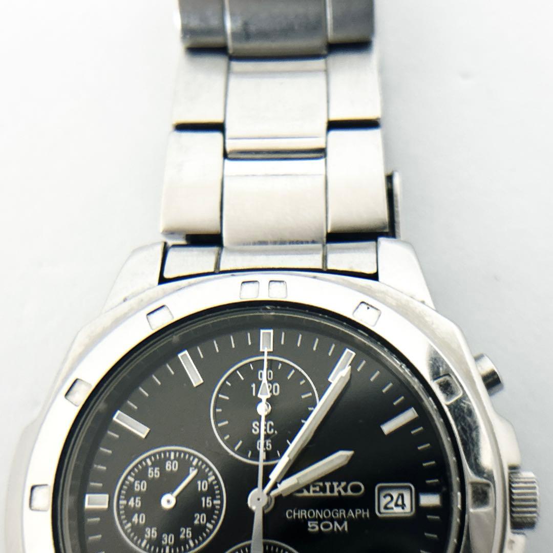 セイコー 腕時計 クロノグラフ シルバー 7T92-0CA0 美品 SEIKO