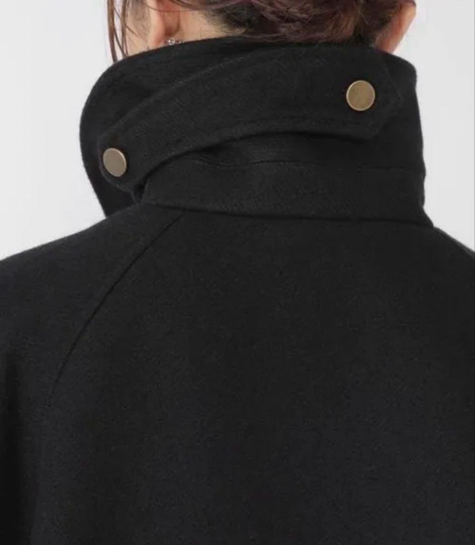 新品タグ付き！希少 完売品！高山都さんコラボ　ふんわりポンチョ風 ピーコート　黒