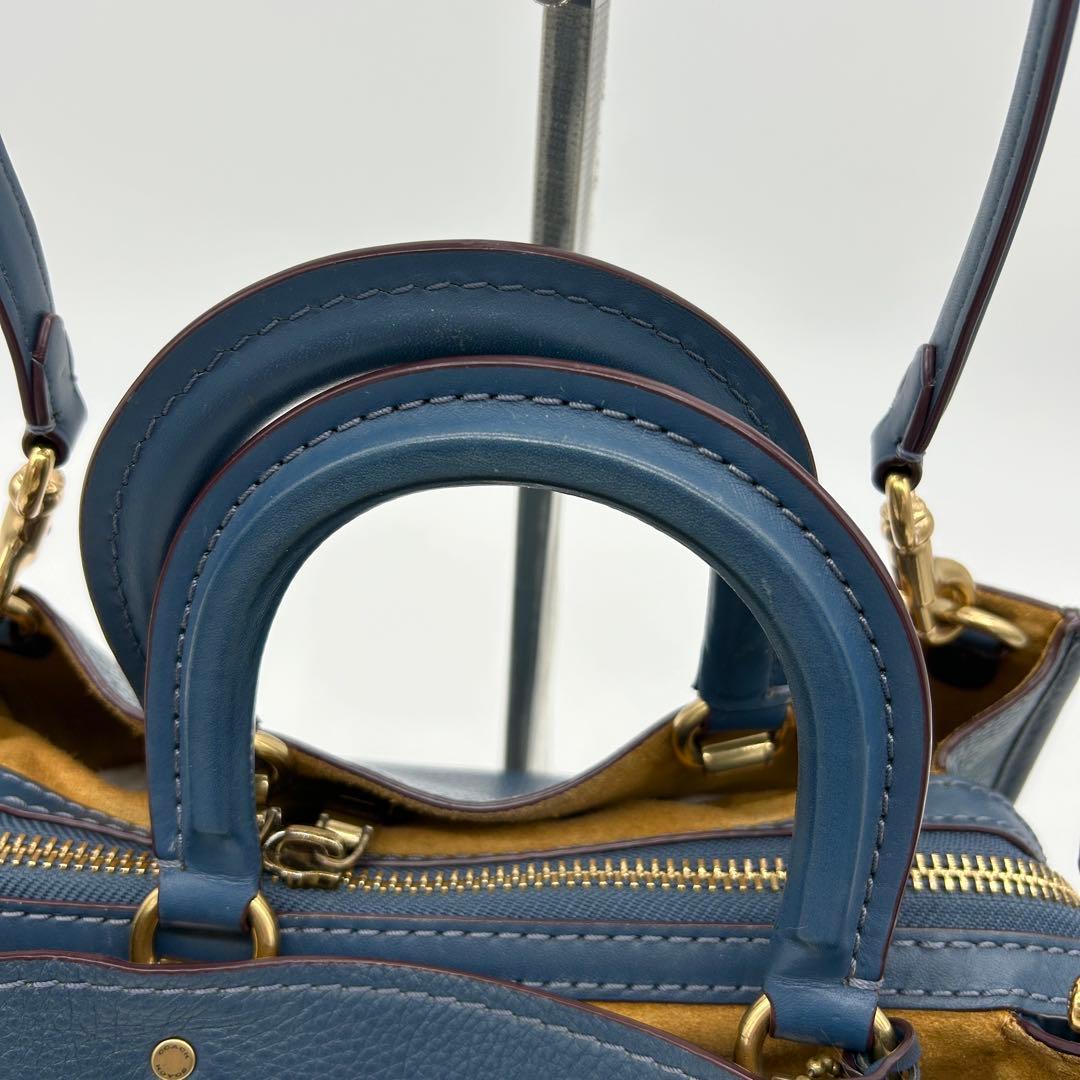 【美品】コーチ ローグ25 2way ショルダーバッグ ブルー グラブタンレザー