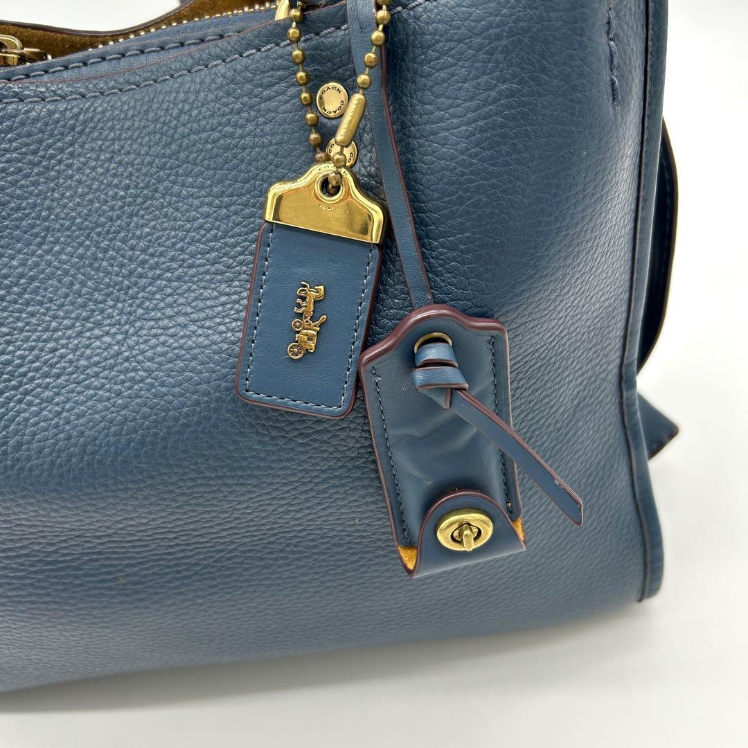 【美品】コーチ ローグ25 2way ショルダーバッグ ブルー グラブタンレザー