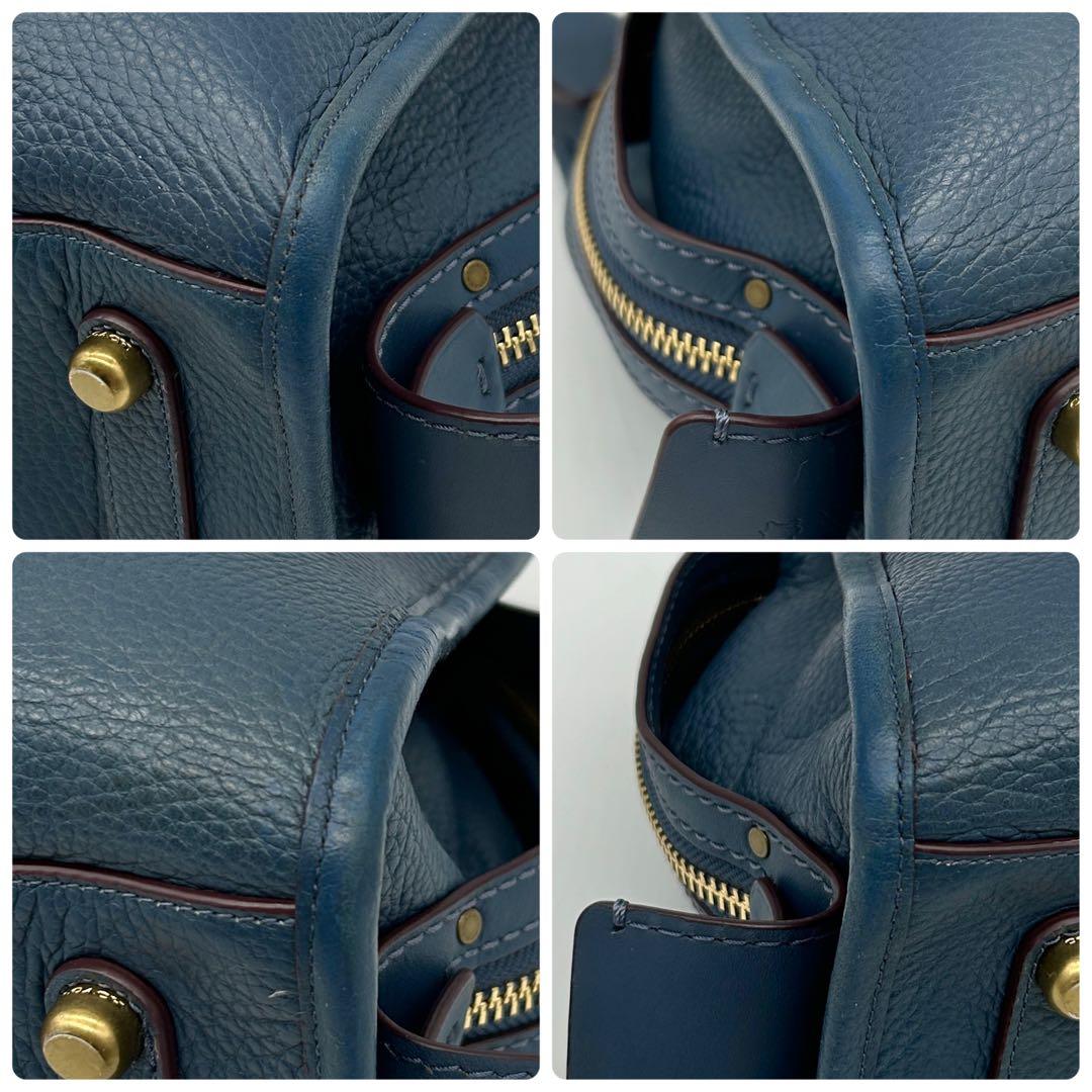 【美品】コーチ ローグ25 2way ショルダーバッグ ブルー グラブタンレザー